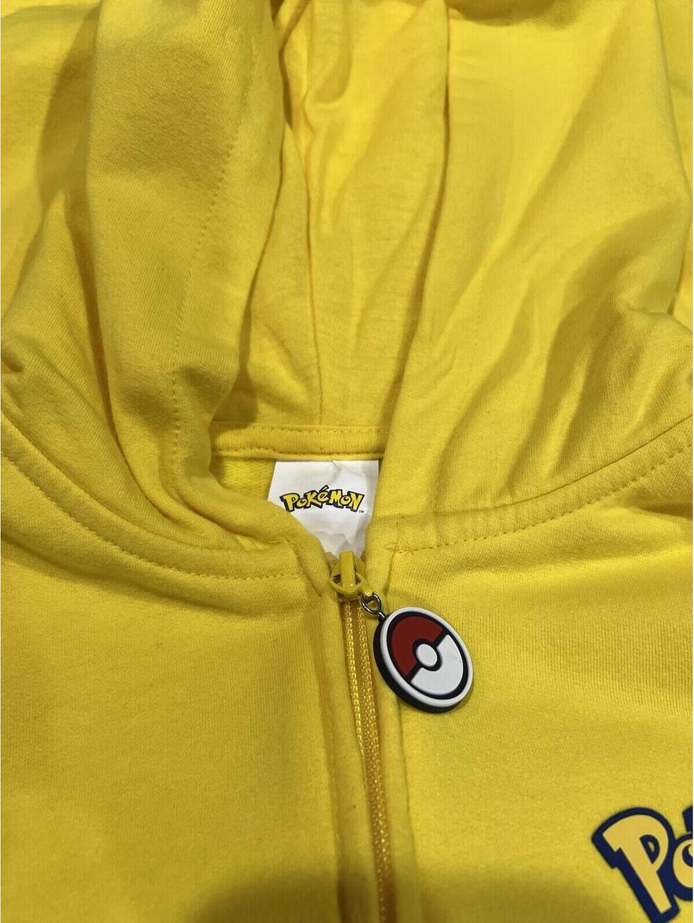 Pokemon Boys Sweatshirt Medium Yellow Ears Hoodie Logo Graphic Print Pokeball - Picture 3 of 6